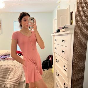 ribbed pink dress!! kids 13/14 but fits a adult xs